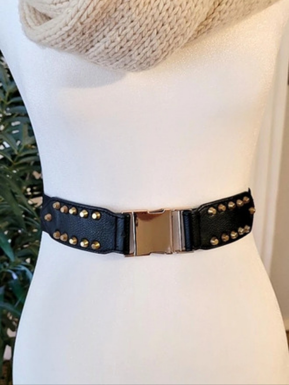 Studded Black & Gold Belt